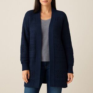 Ariat Open-Knit Longline Cardigan Sweater Duster Navy Blue Women’s M